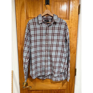 Vince Blue Plaid Cotton Button Down Shirt Men’s Large Classic Fit Long Sleeve